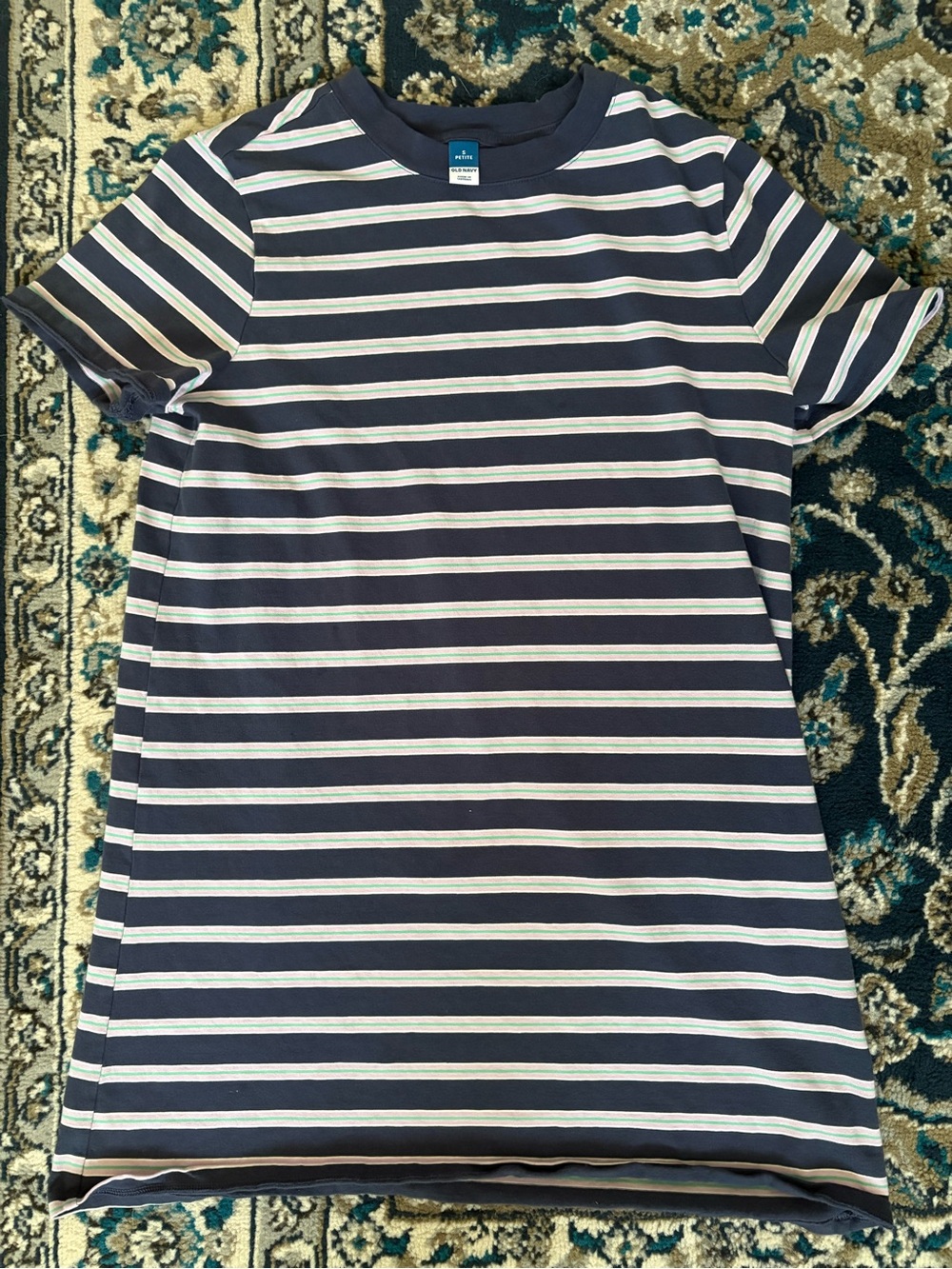 Old Navy Navy and White Striped T-Shirt Dress